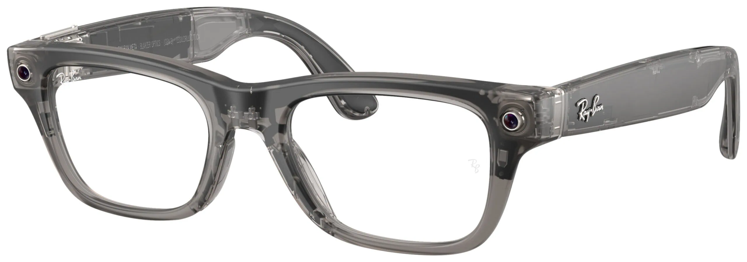 Image of Ray Ban Meta Gen 2 Blayzer Optics (Copy) - Matte Transparent Ice Gray, 54-19-155