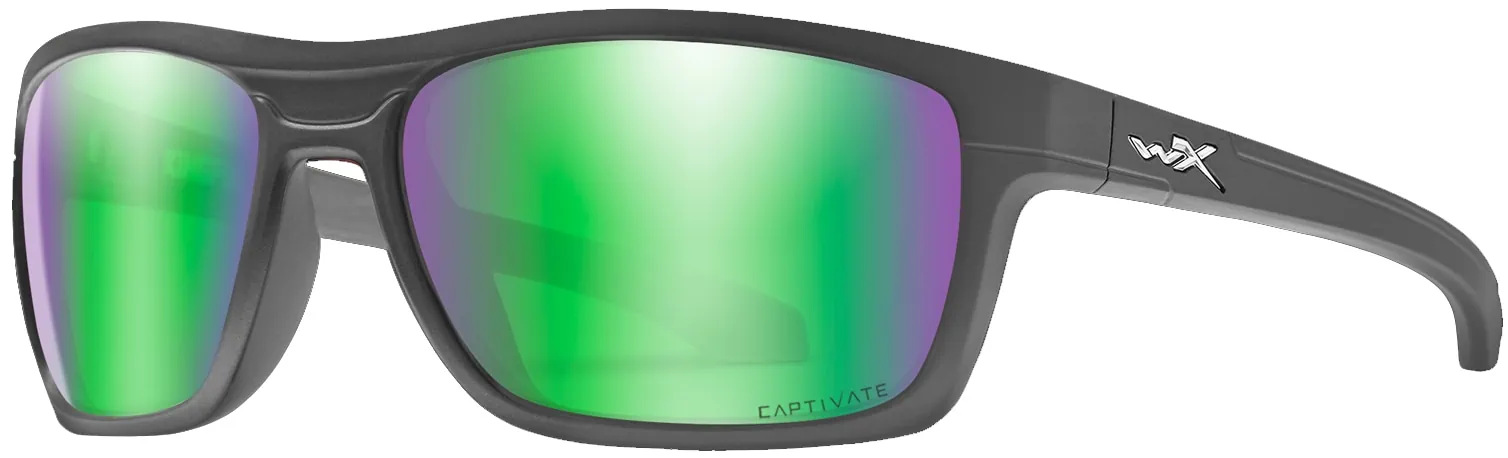 Image of Wiley X Kingpin - Matte Graphite with Captivate Polarized Green Mirror Lenses