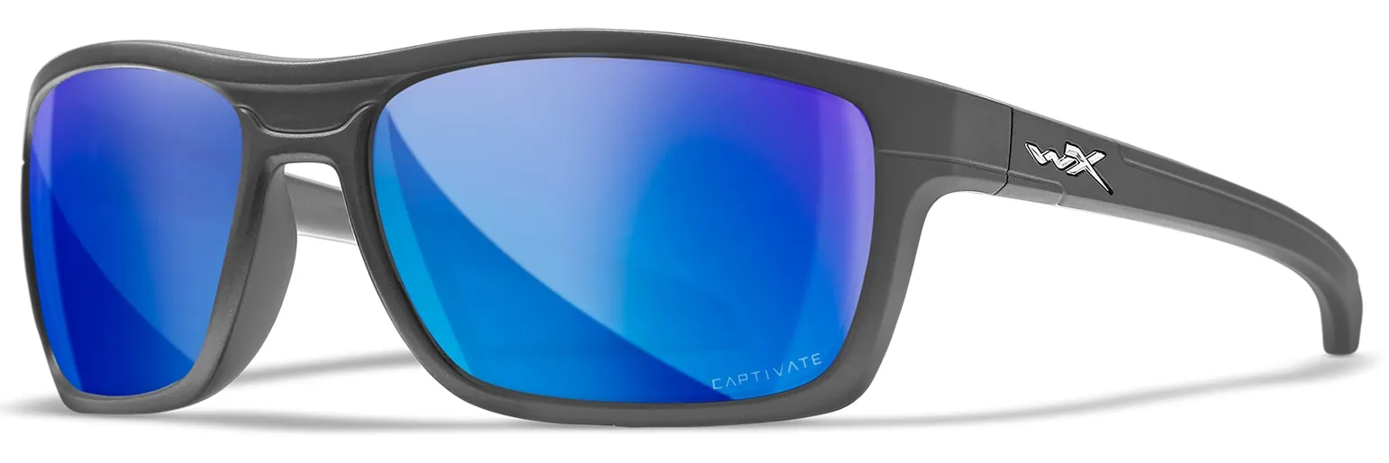 Image of Wiley X Kingpin - Matte Graphite with Captivate Polarized Blue Mirror