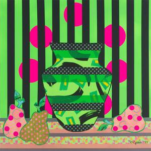 Green Vase & Pears