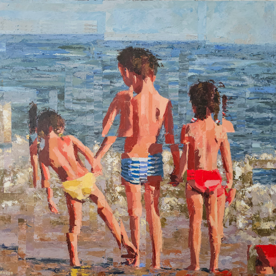 children by coastline