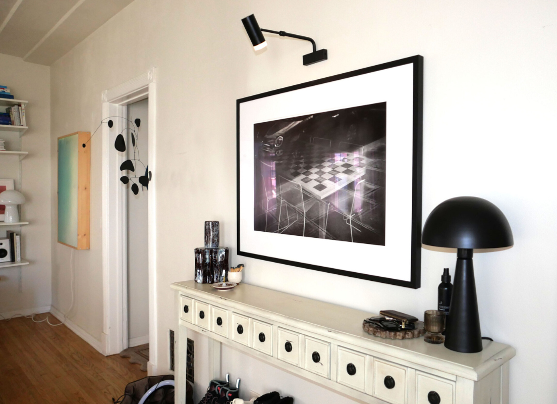 photograph of Erin Remington's living room featuring art
