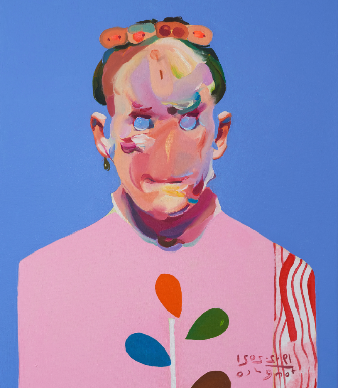 painting of person wearing pink