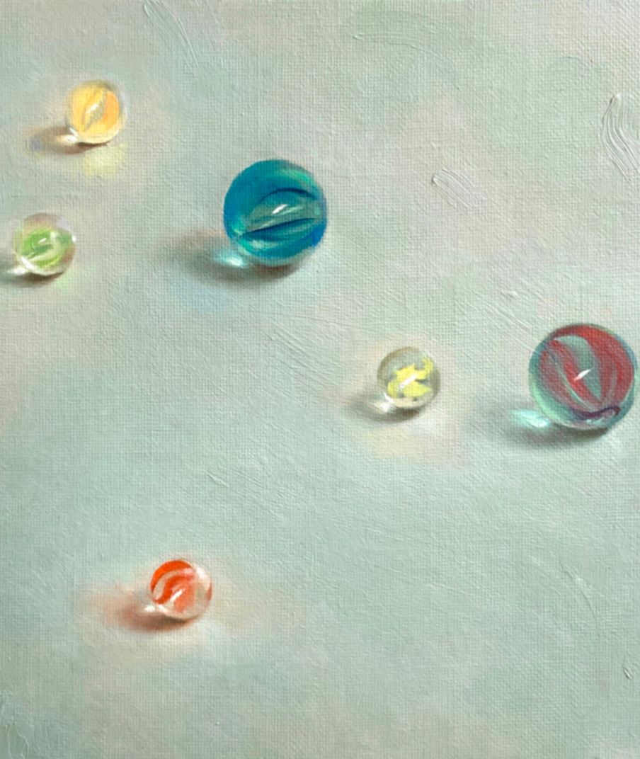 an image of a painting of marbles on a white surface