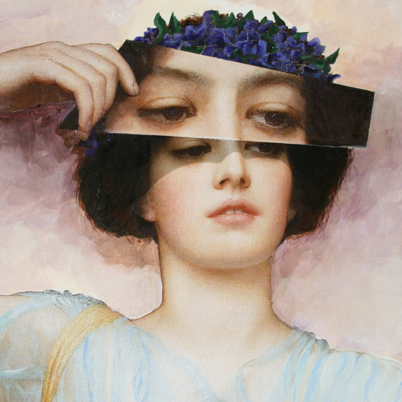 painting of a woman holding up a mirror