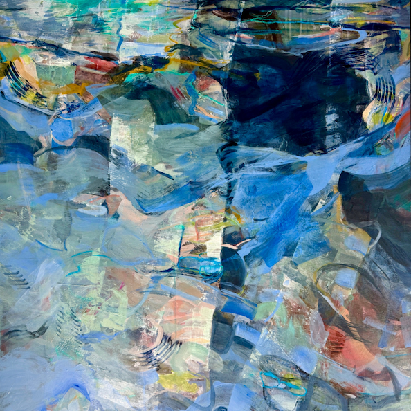 abstract painting with blue tones