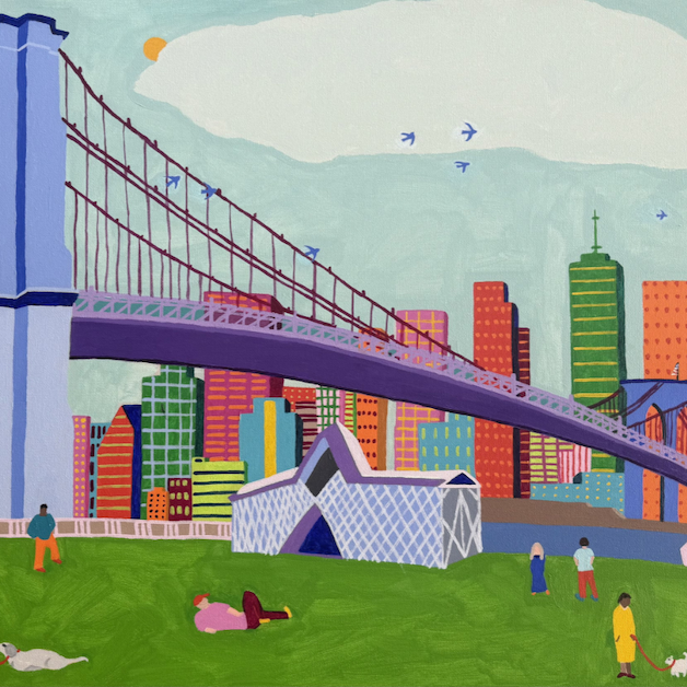 painting of a bridge in new york