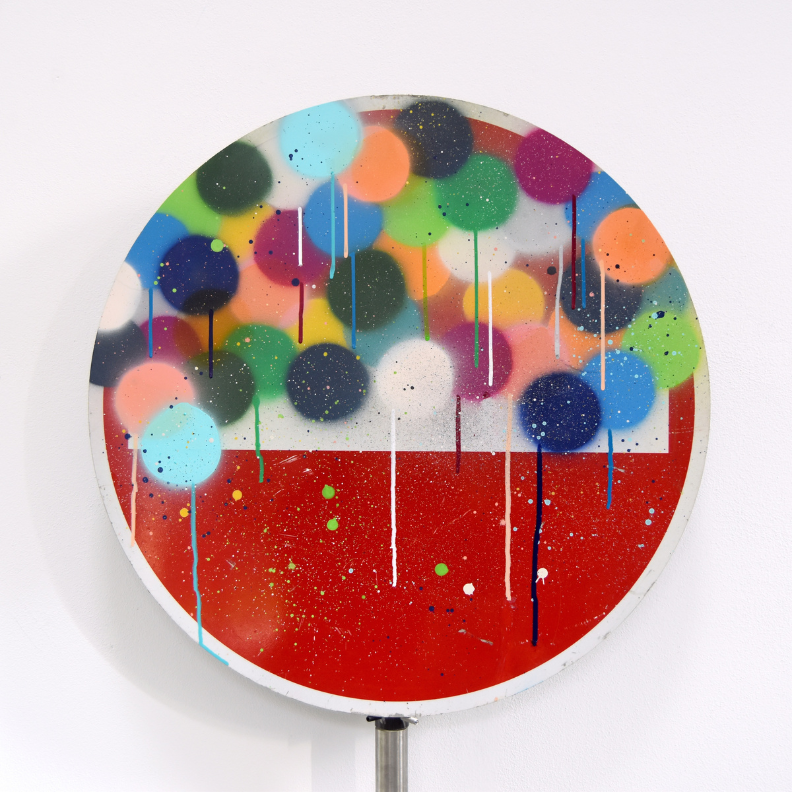 abstract sculpture in spray paint