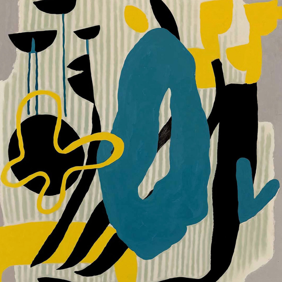 yellow and blue abstract painting