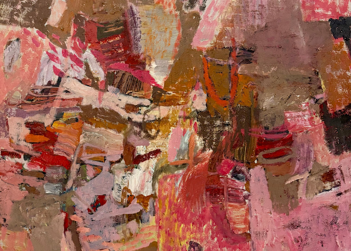 pink and red abstract painting