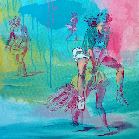 painting of kids playing