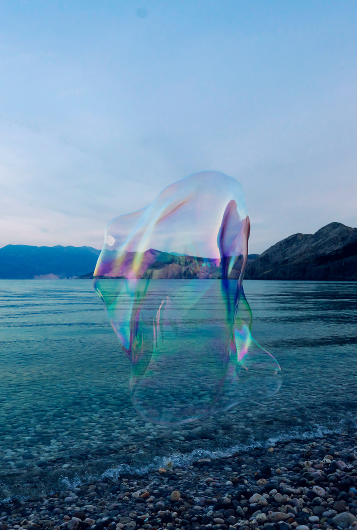 photo of a giant bubble at the water
