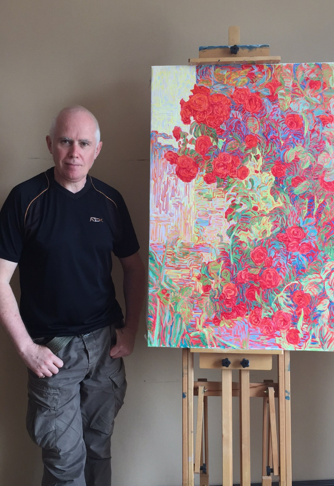 photo of the artist in his studio