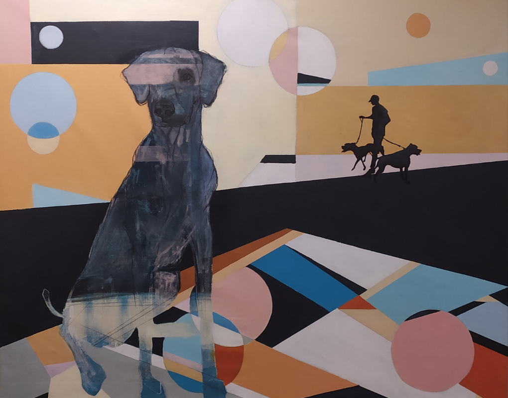 abstract painting of a dog