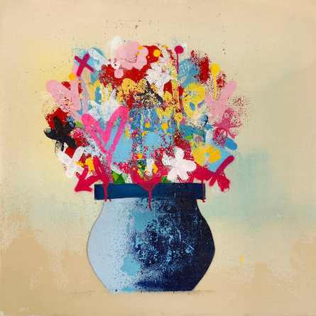 painting of flowers in a pot