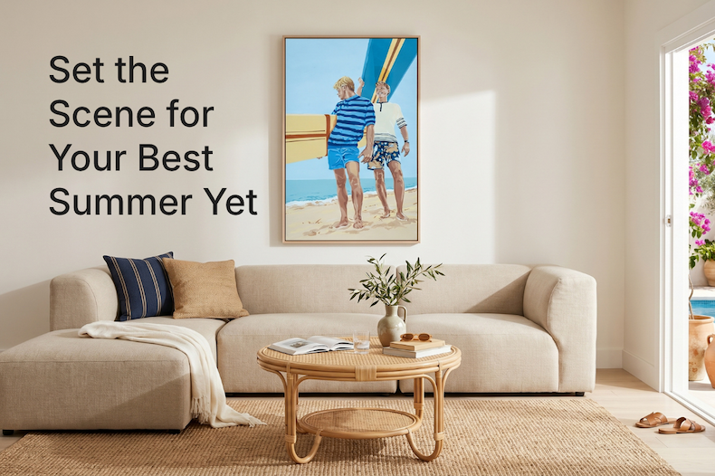 painting in a summery living room