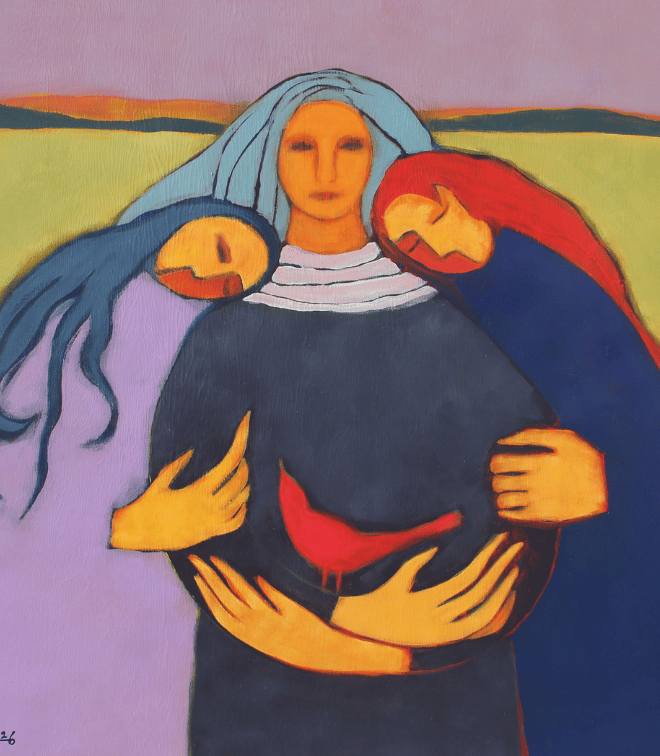 painting of three women