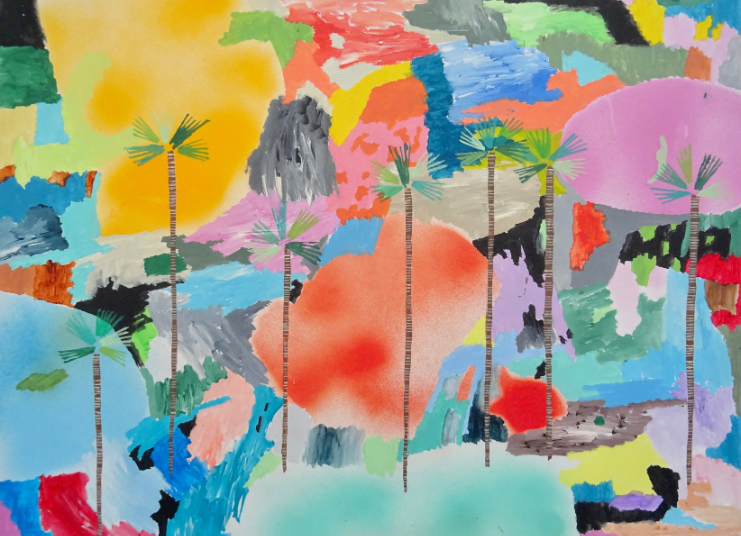 Abstract art palm trees