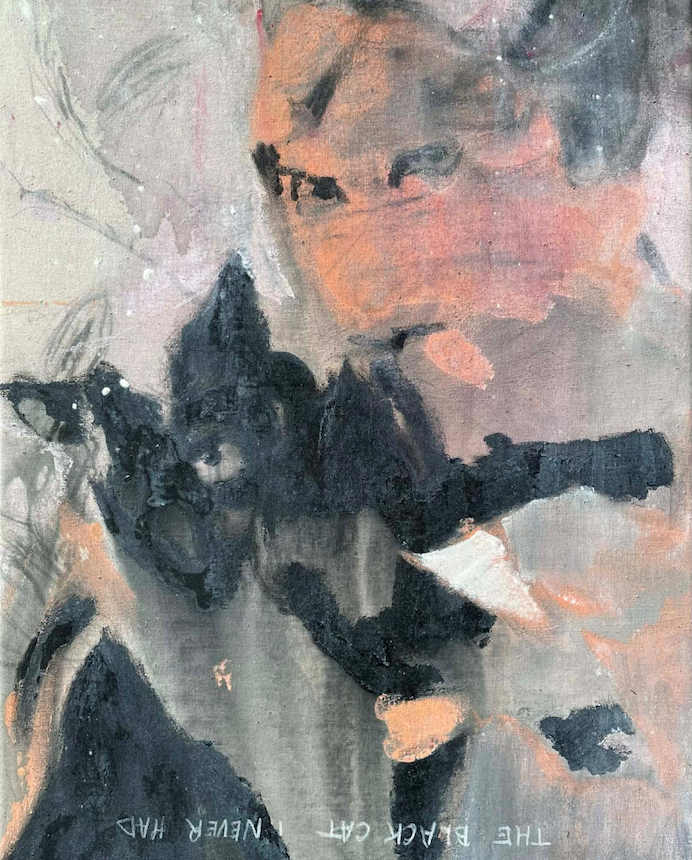 Cat painting with owner
