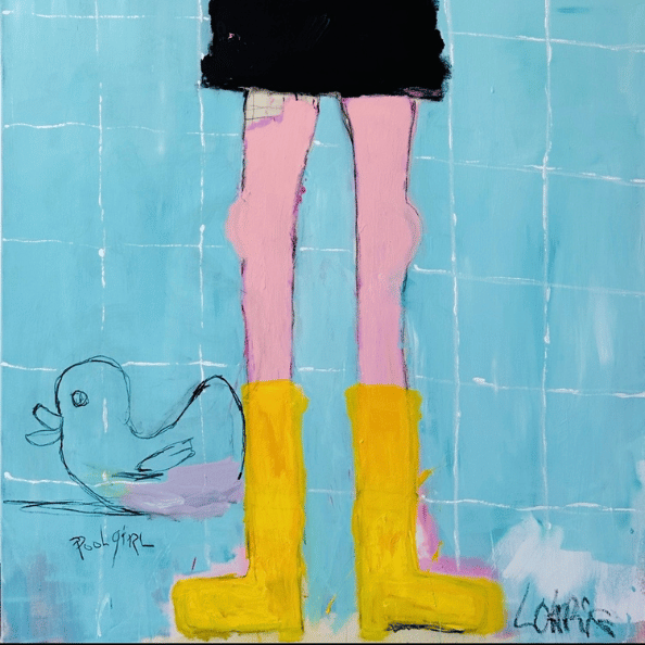 Rubber boots yellow painting
