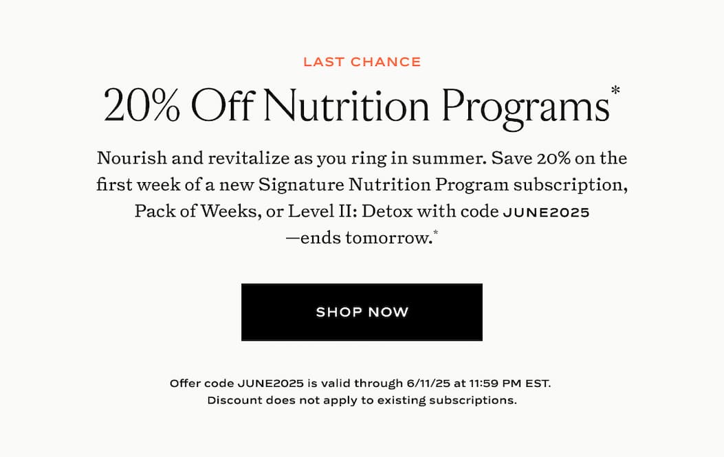 Last Chance: 20% off Nutrition Programs