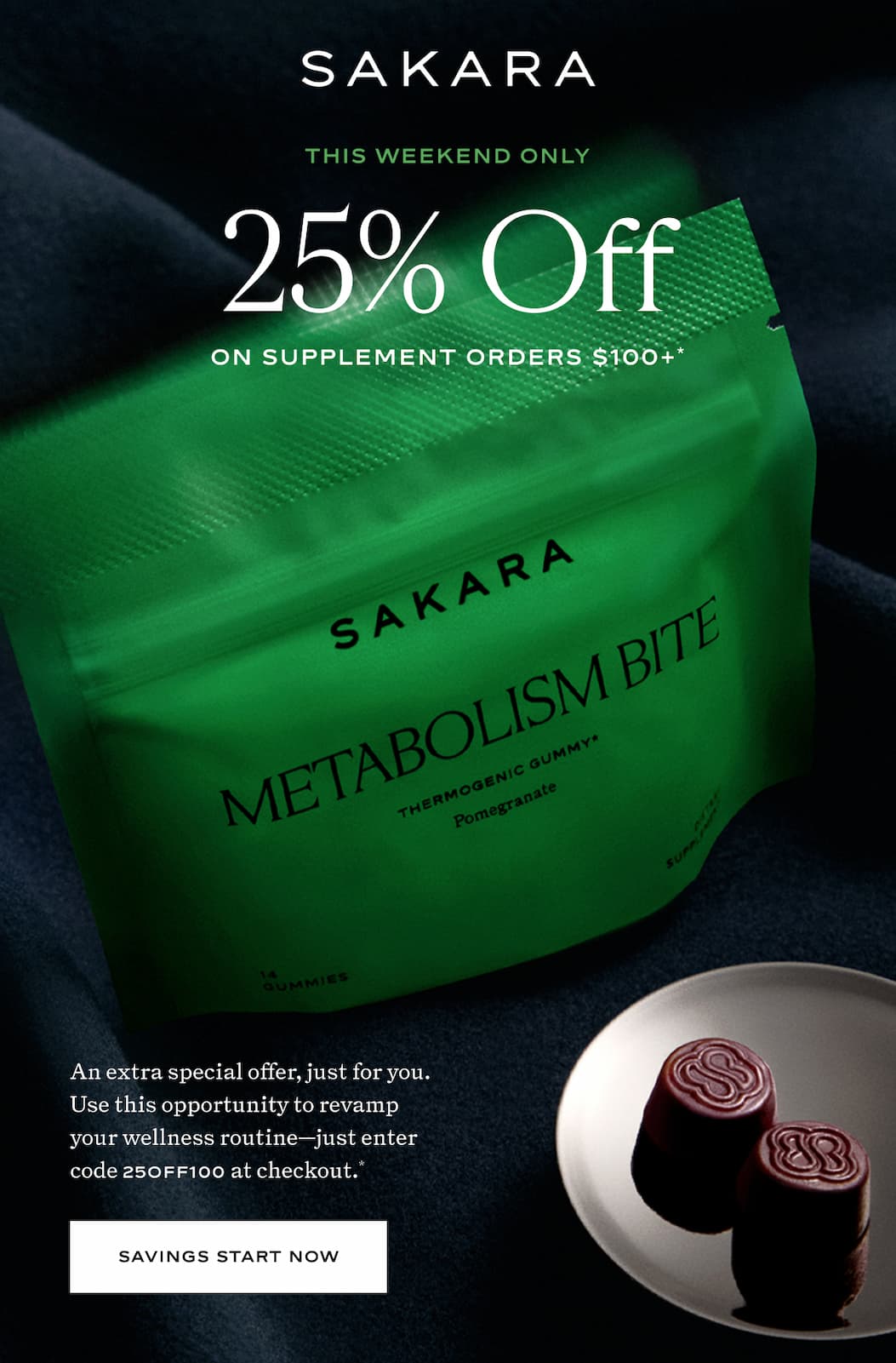 This weekend only! 25% off on supplement orders $100+