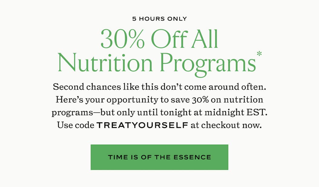 5 Hours Only: 30% off All Nutrition Programs