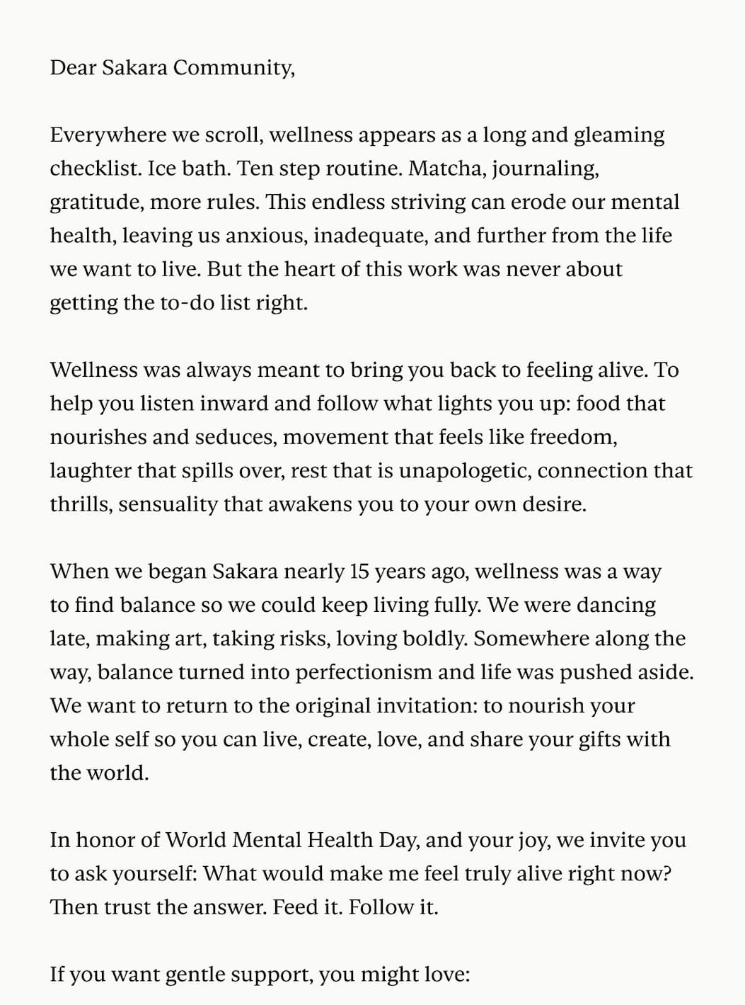 Dear Sakara Community