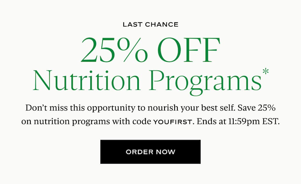 Last Chance: 25% off All Nutrition Programs