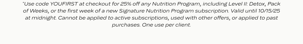 25% Off All Nutrition Programs: Terms & Conditions