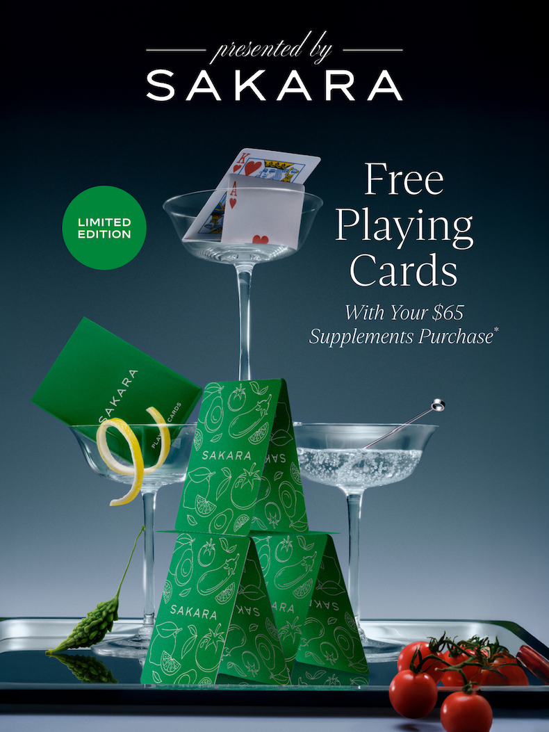 Presented by Sakara: Free Playing Cards with your $65 Supplements Purchase*