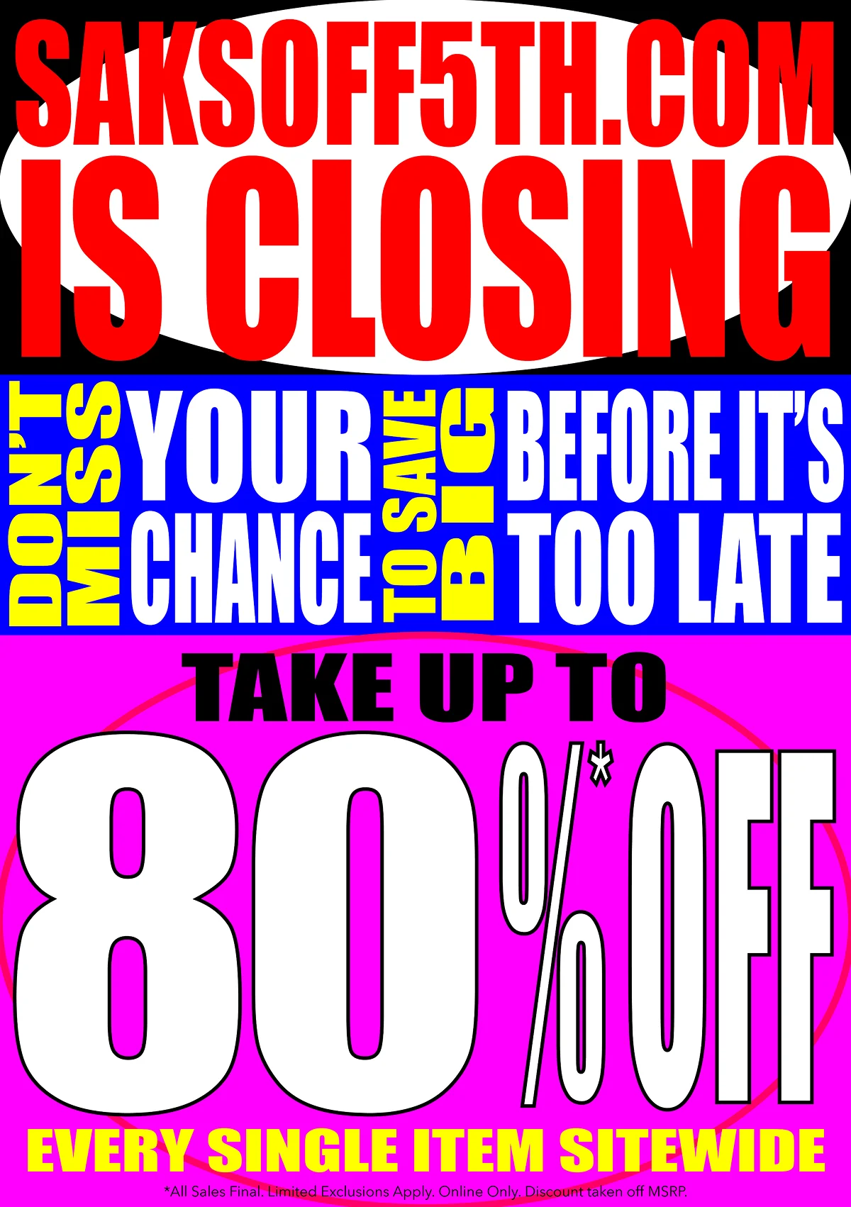  PRICE DROP! Everything at liquidation pricing, up to 80% off.