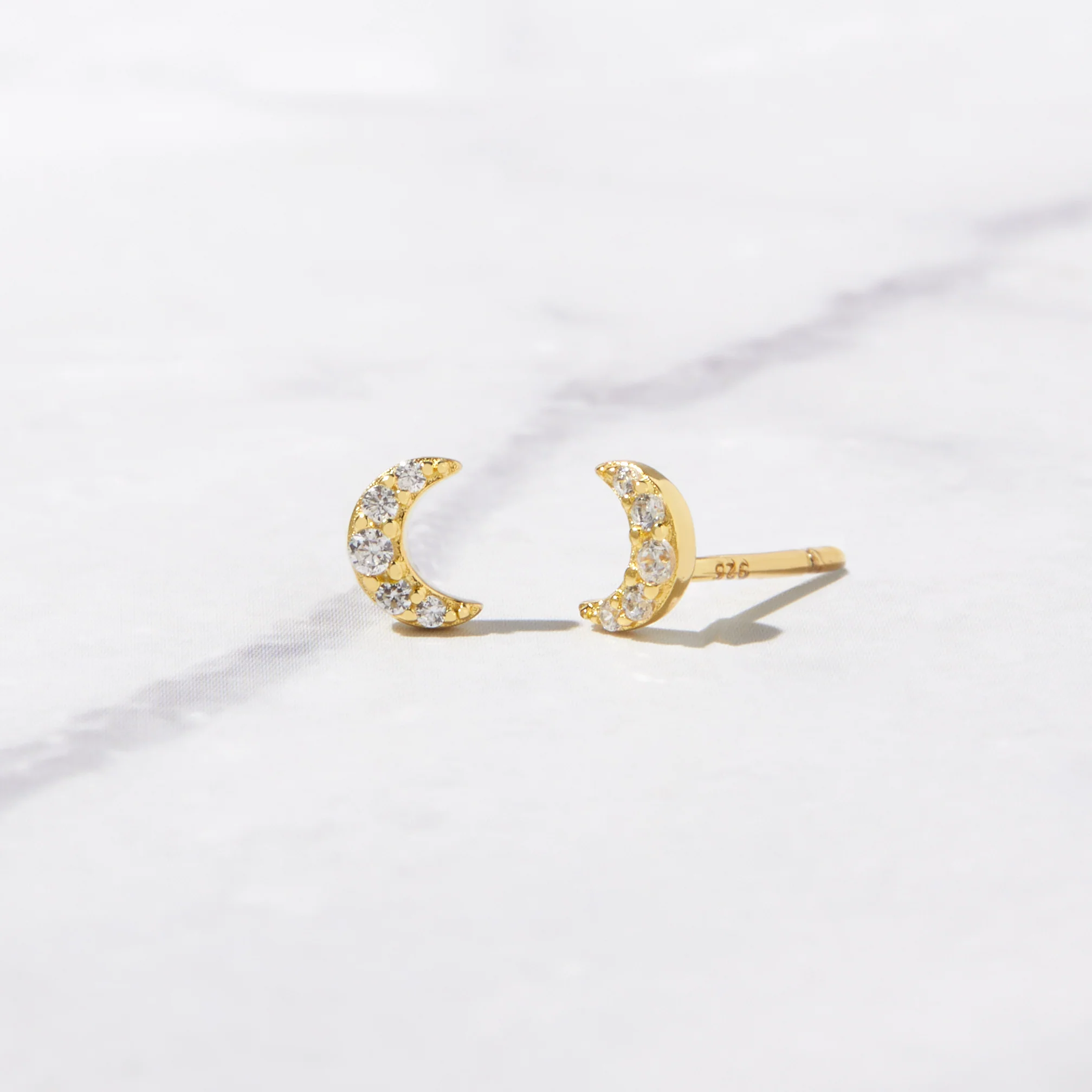 Image of Tiny Moon Stud Earrings