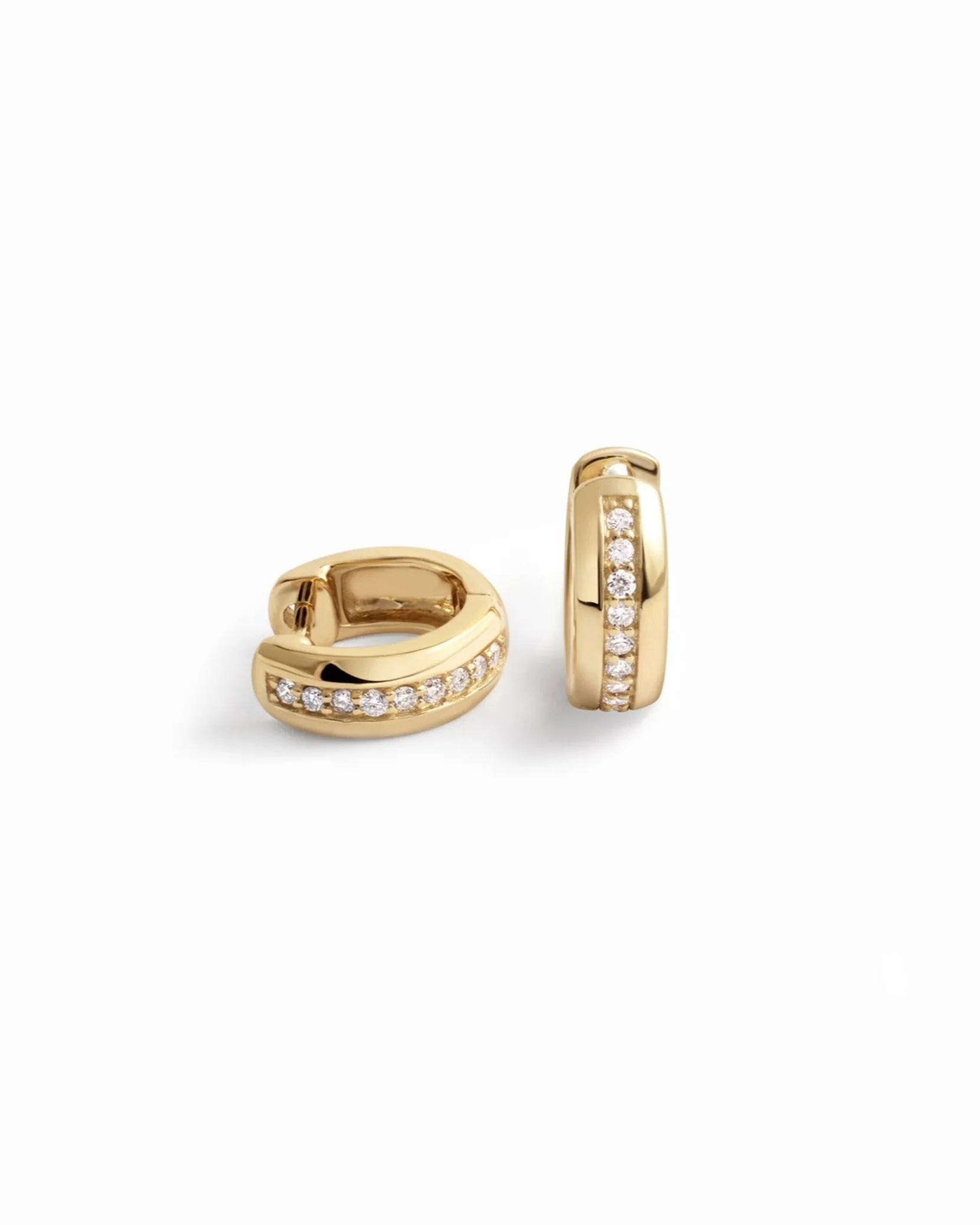 Image of Stripe Diamond Huggie Earrings