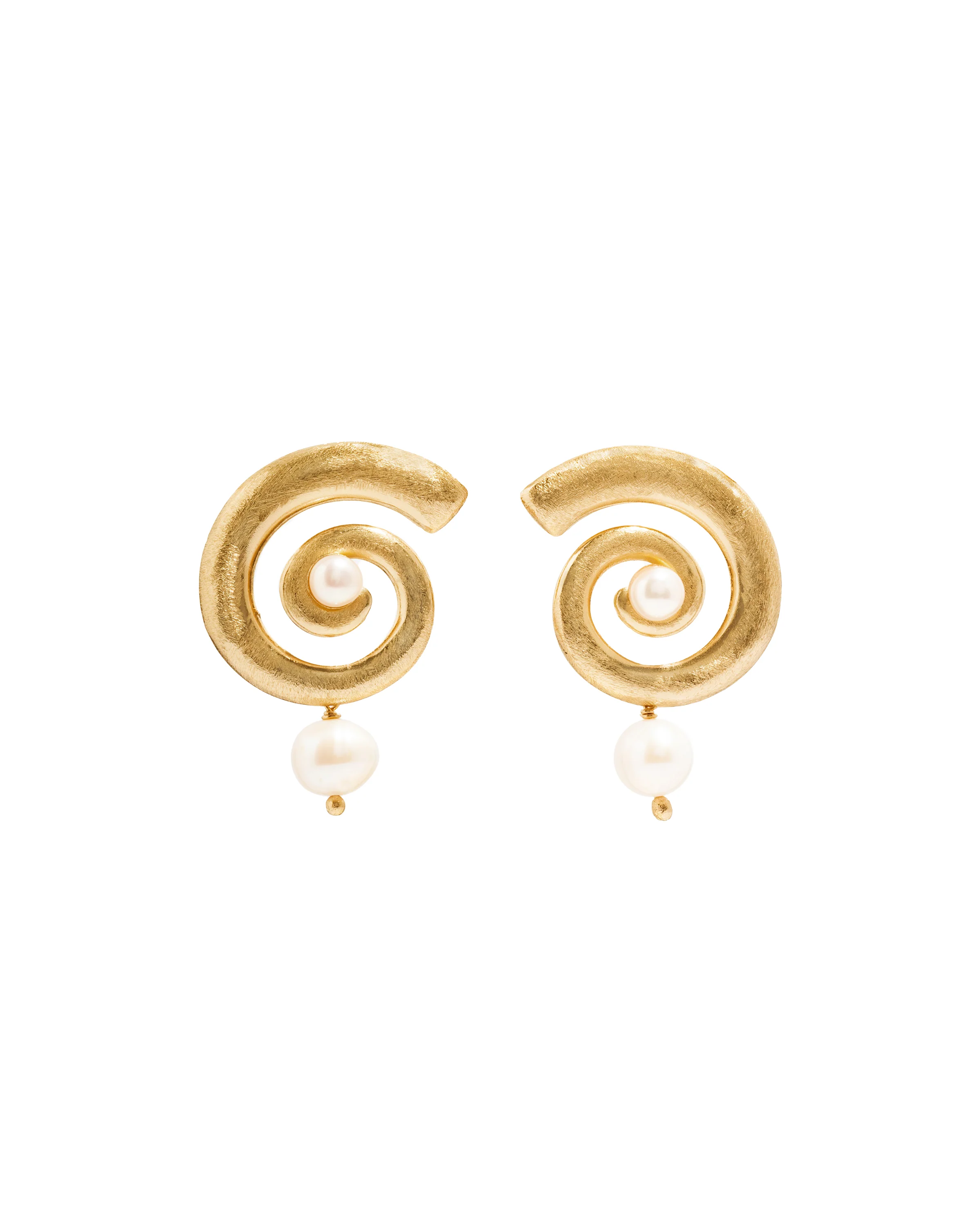 Image of Open Spiral Pearl Earrings w/ Charm