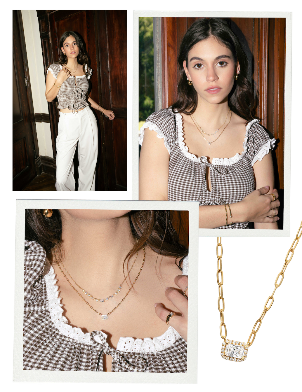 halo baguette necklace
