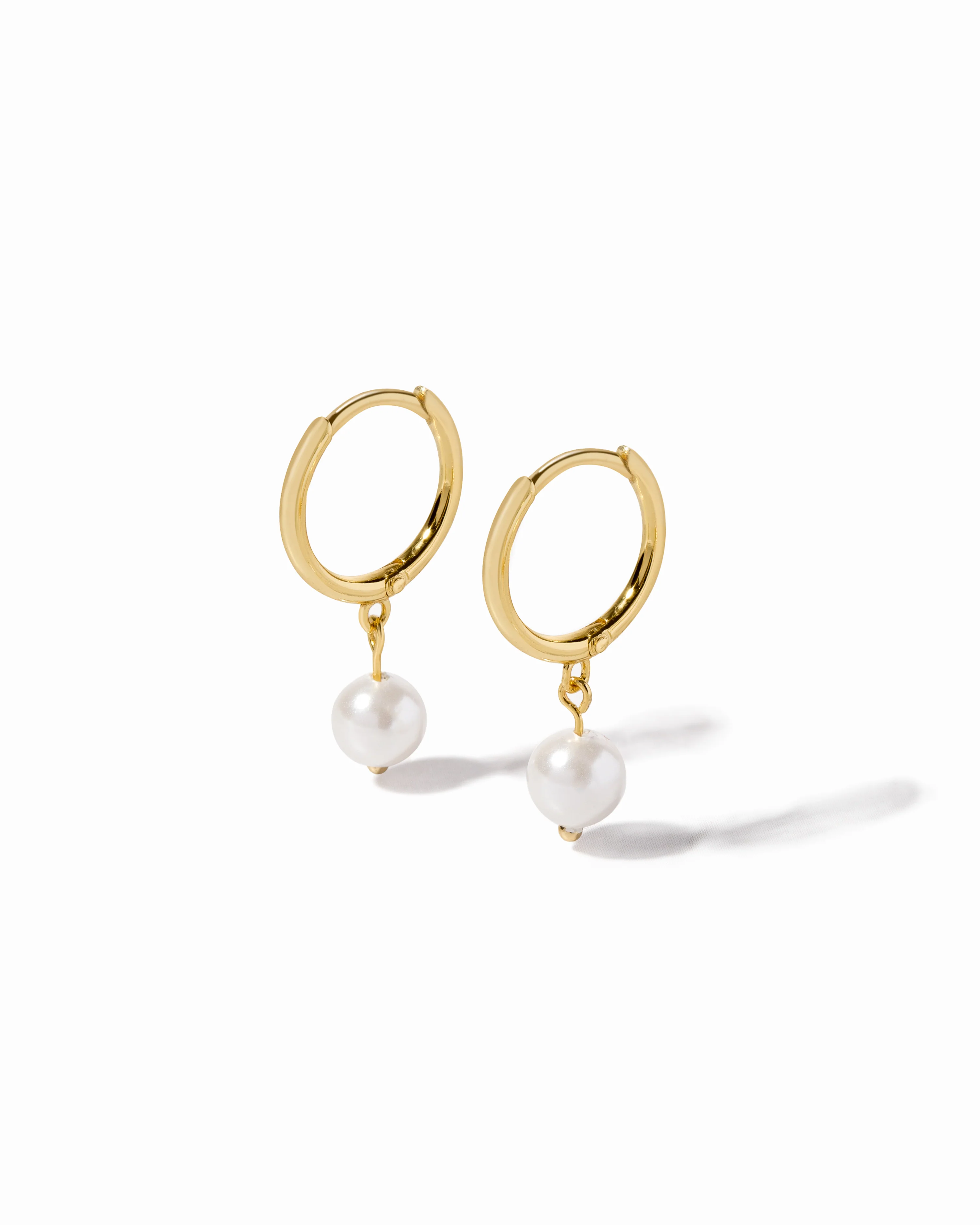 Image of Dainty Pearl Charm Hoops