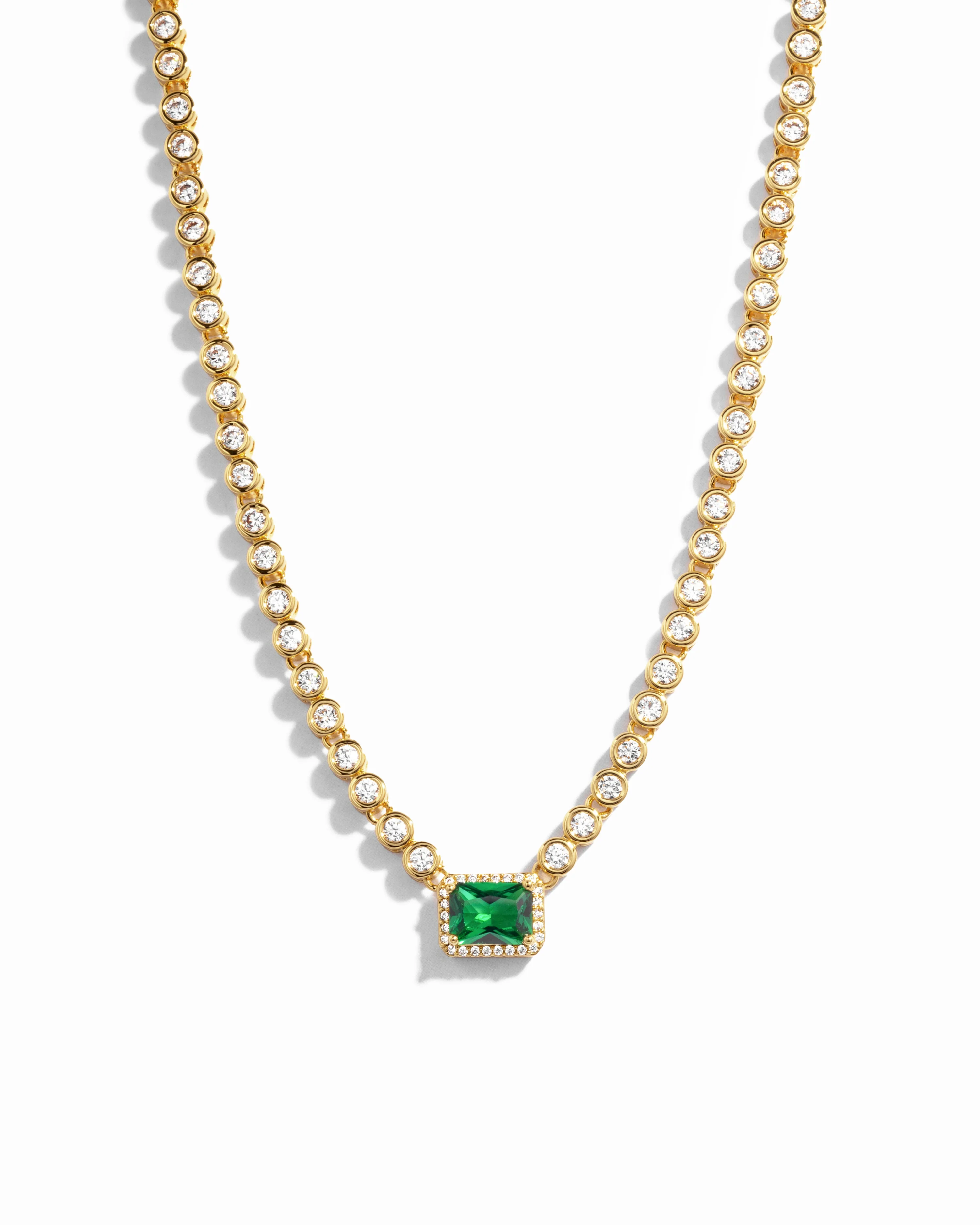 Image of Emerald Baguette Tennis Necklace