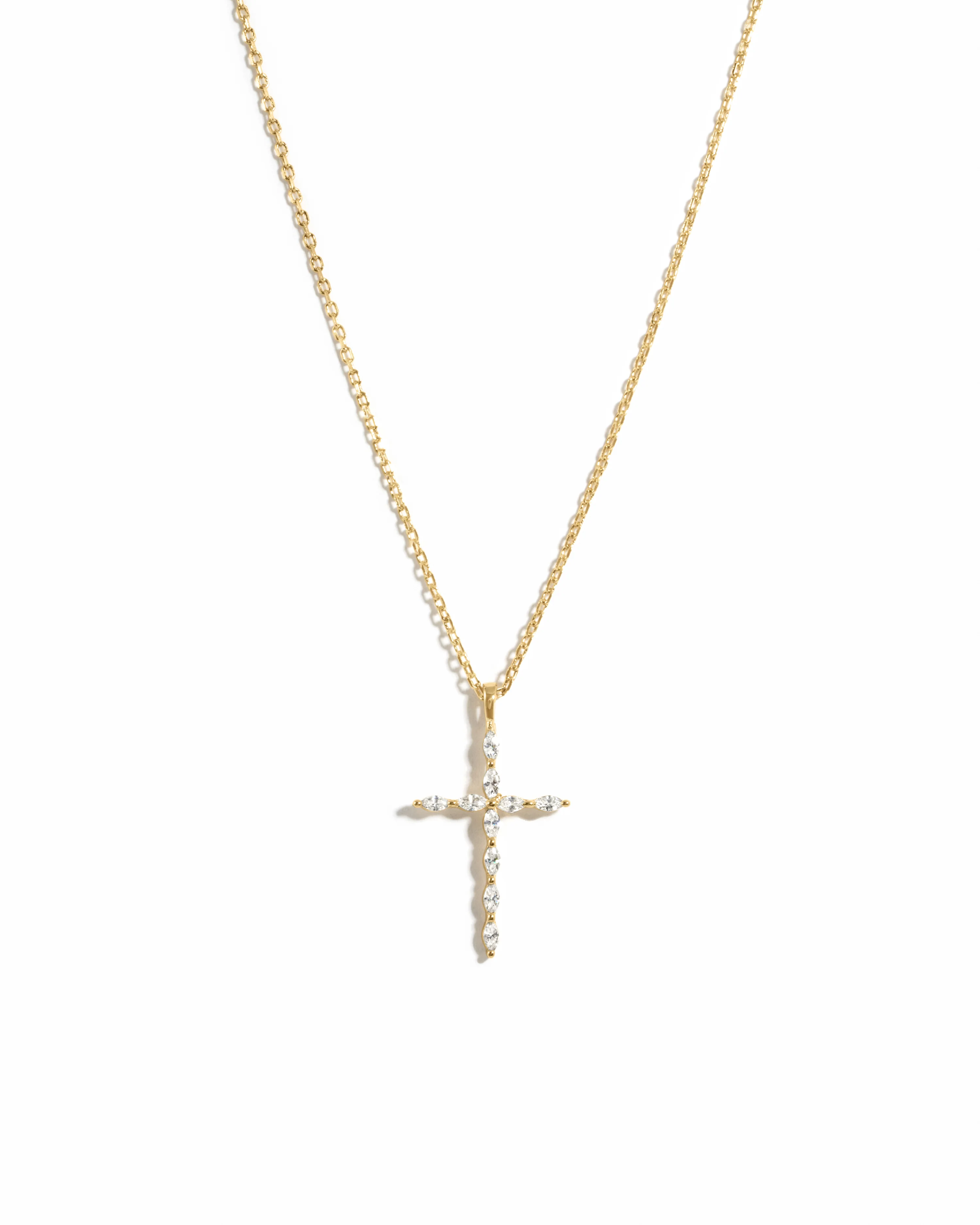 Image of Marquise Cut Cross Necklace