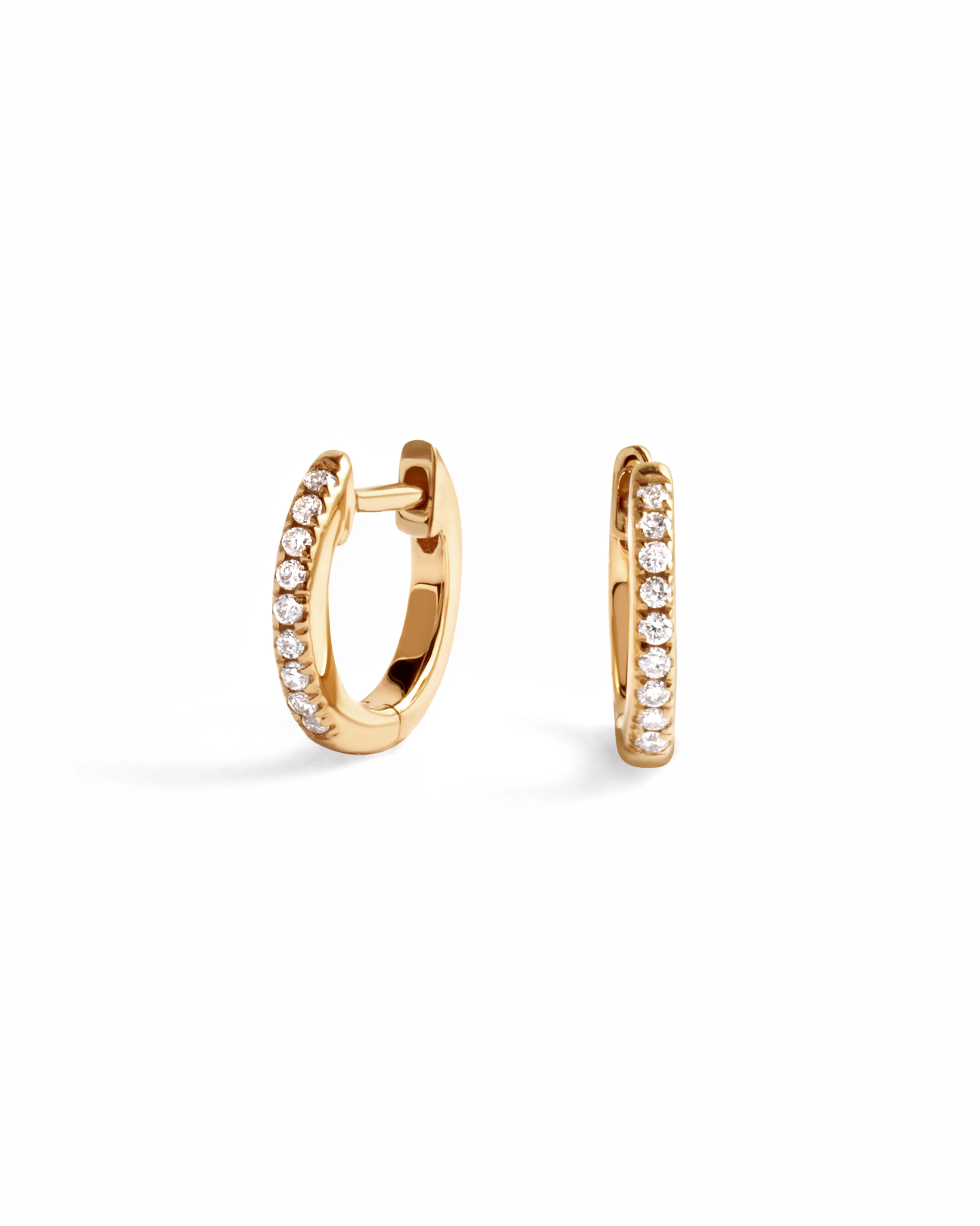 Image of 14K Solid Gold 8mm Pavé Lab Grown Diamond Huggies