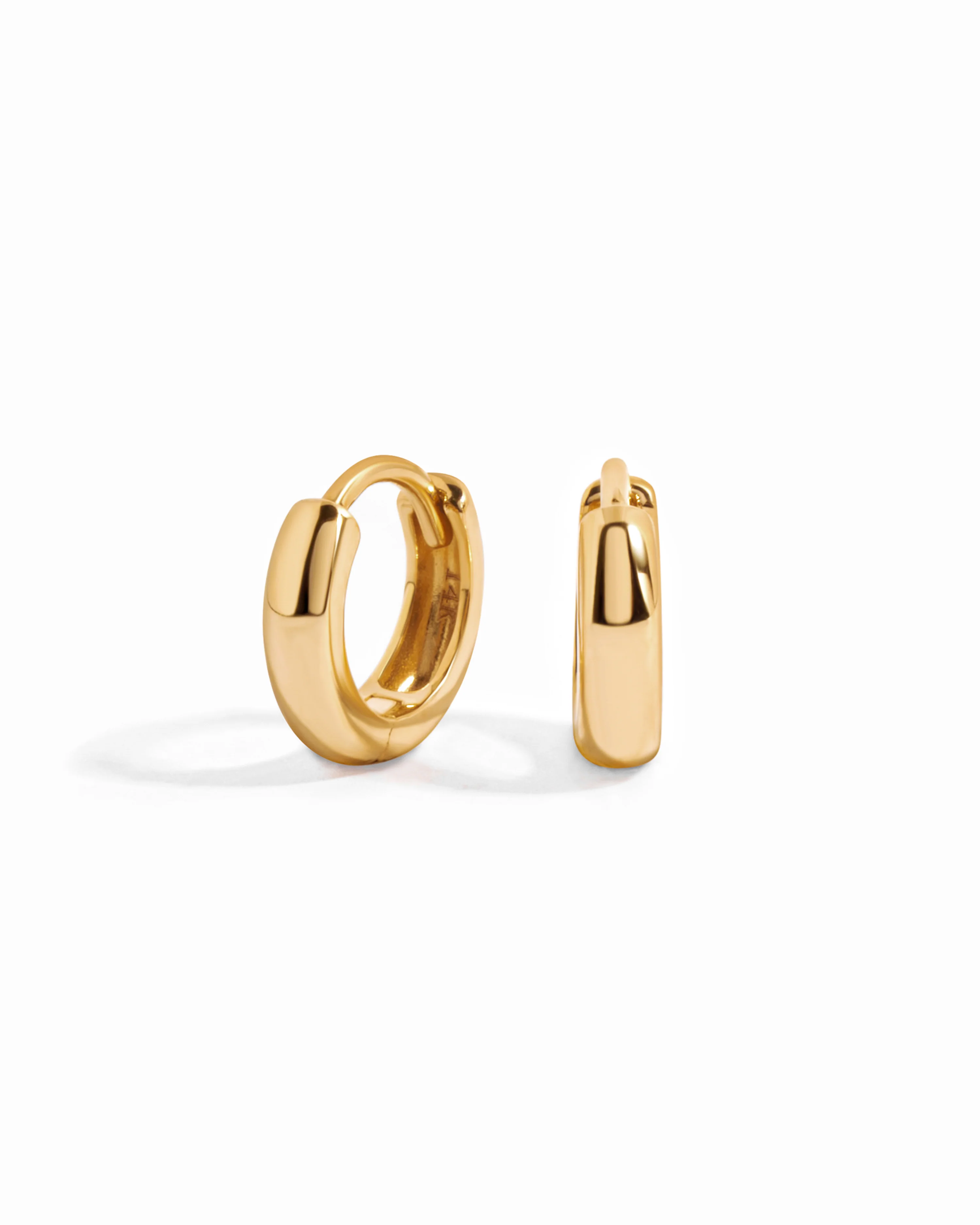 Image of 14K Solid Gold Chunky Huggies