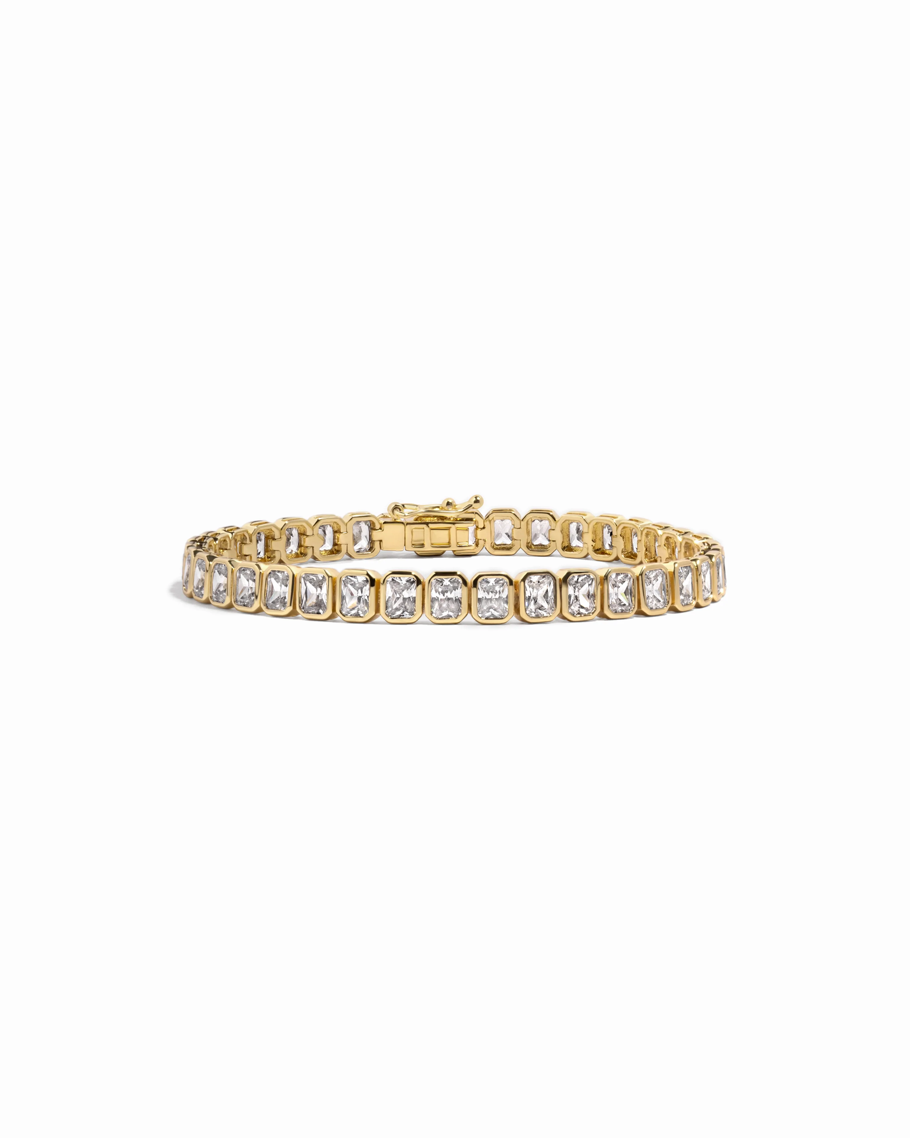 Image of Emerald-Cut Bezel Tennis Bracelet