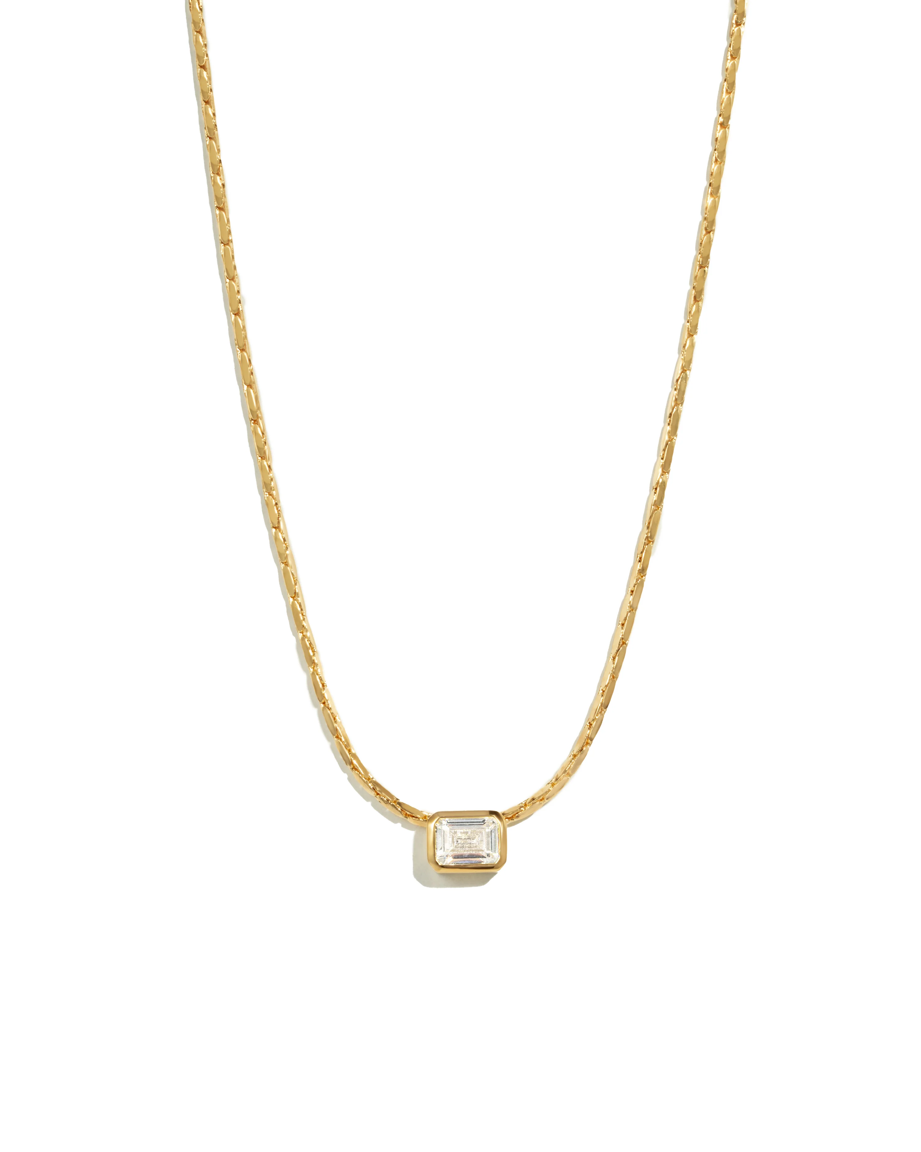 Image of White CZ Baguette Bezel Statement Necklace