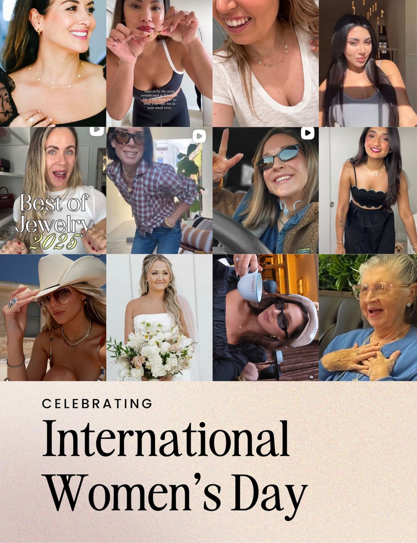 international womens day grid of customers wearing sami jewels