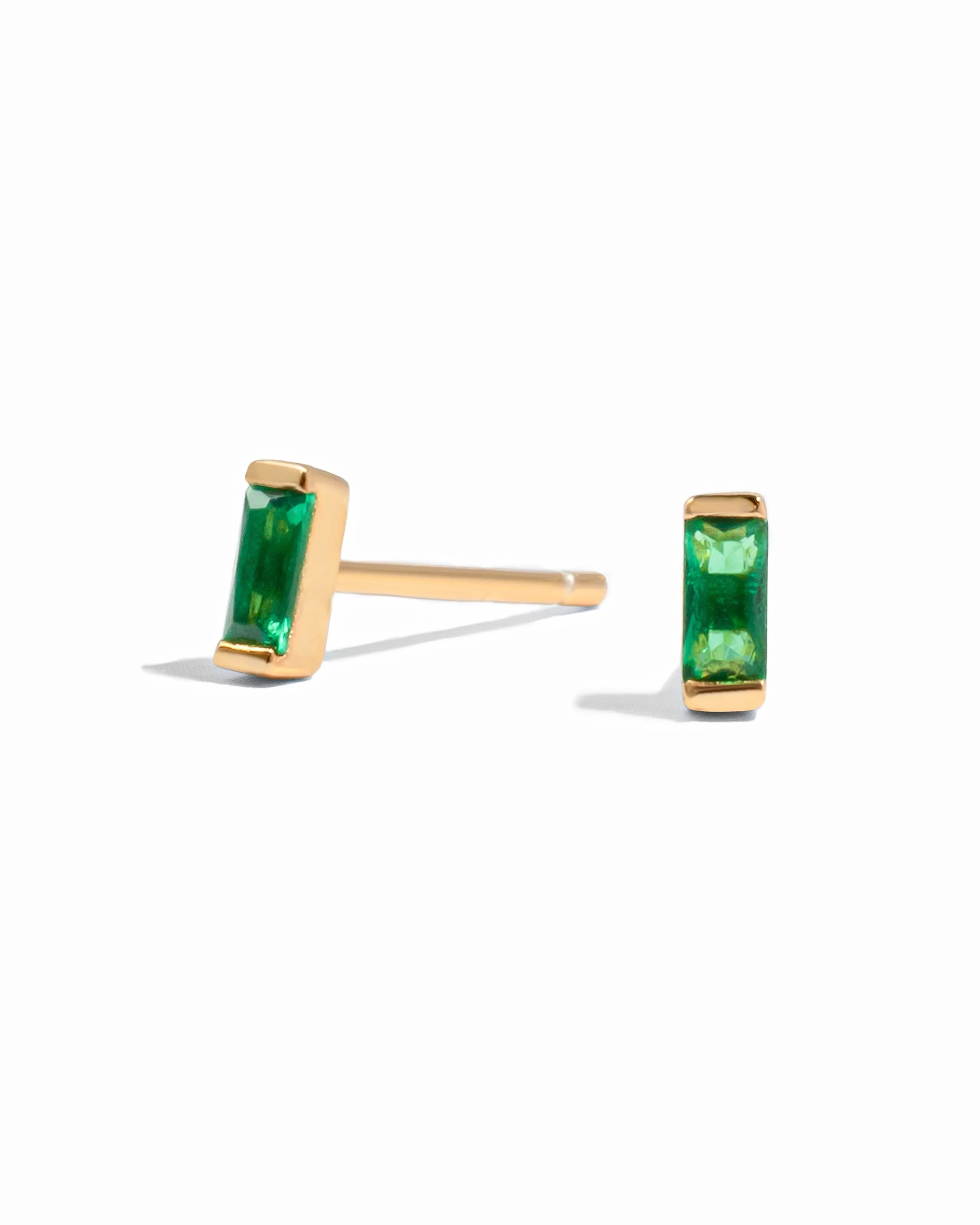 Image of Emerald Baguette Stud Earrings