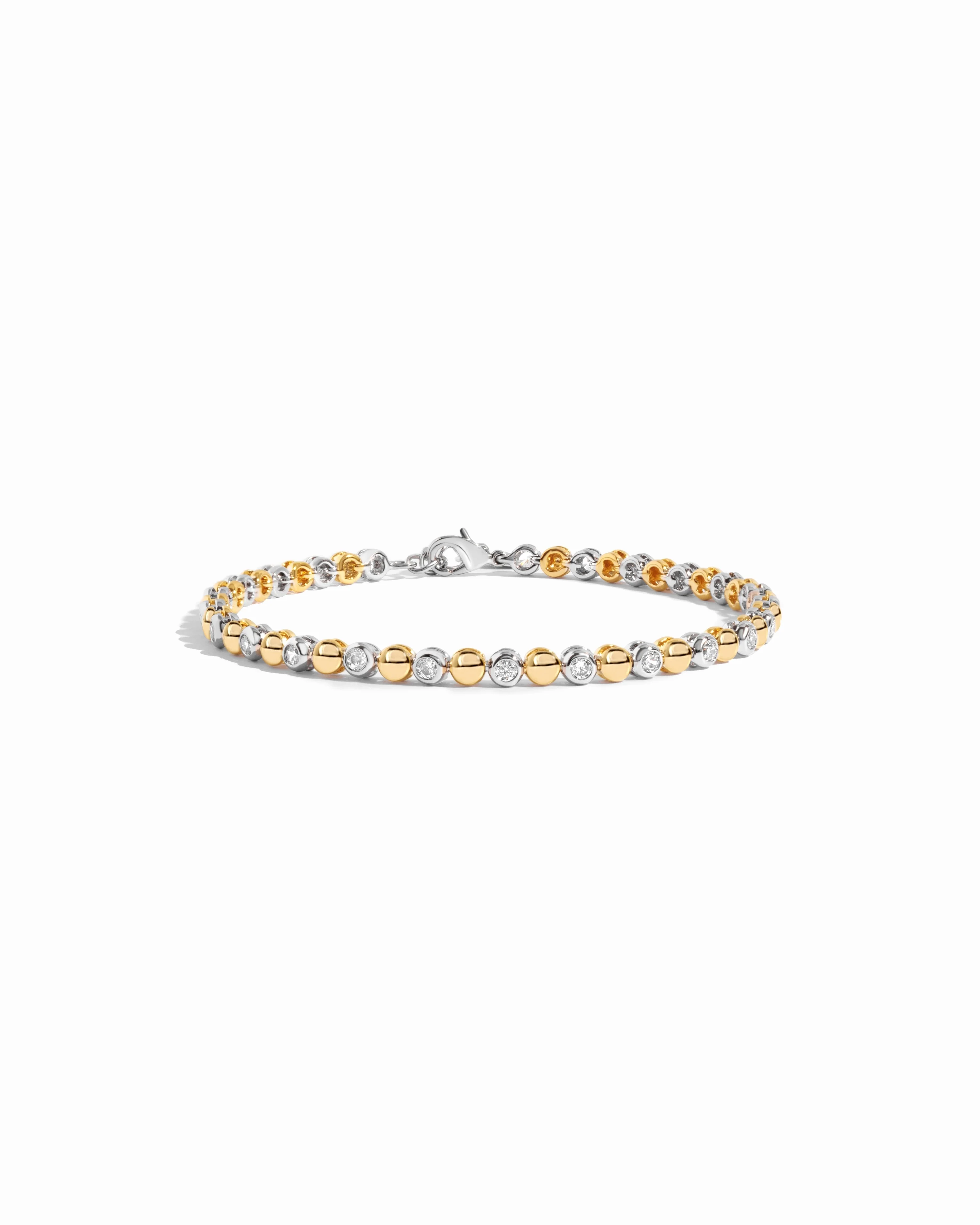 Image of Mixed Metal Bead & Bezel Tennis Bracelet