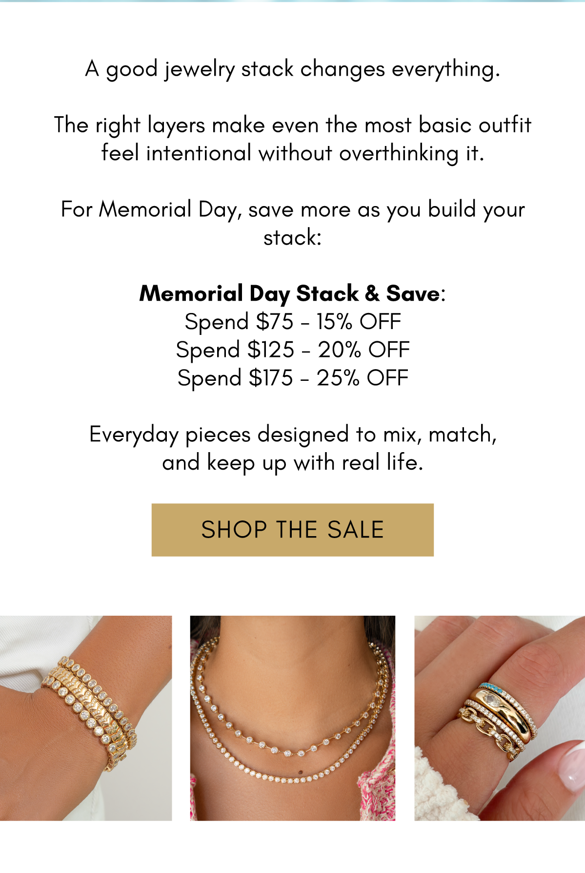 The more you stack, the more you save.  Our MDW Stack & Save Sale is here 🙌🏼 so you can finally grab the pieces you’ve been eyeing and build your dream stack for less. But only for a limited time.  [SHOP THE SALE]