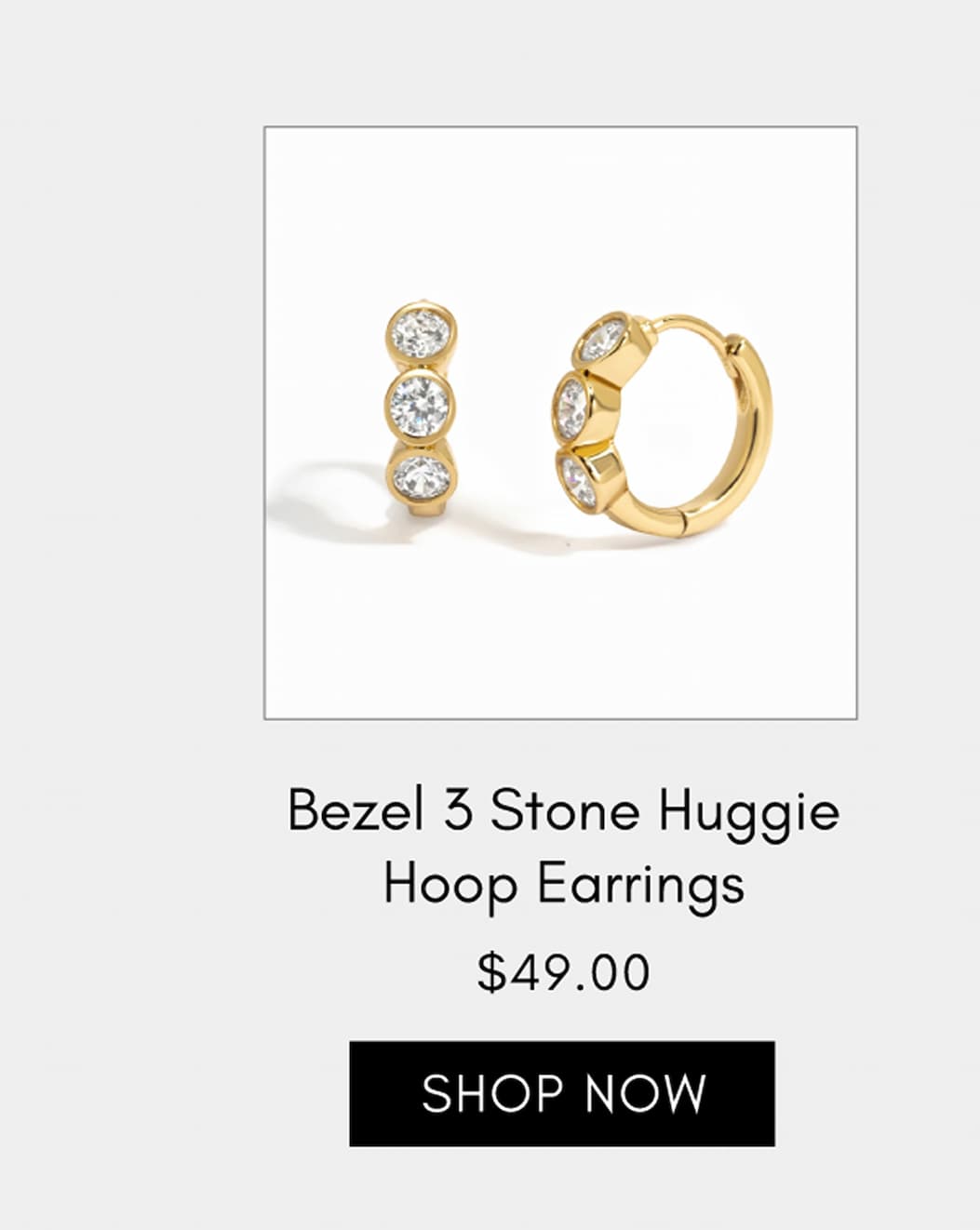 Bezel & Stone Huggie Hoop Earrings [SHOP NOW]