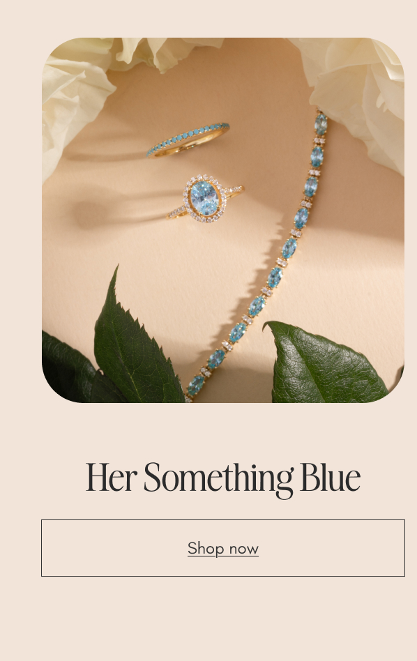 Aquamarine ring and tennis bracelet for her something blue. Shop the collection.