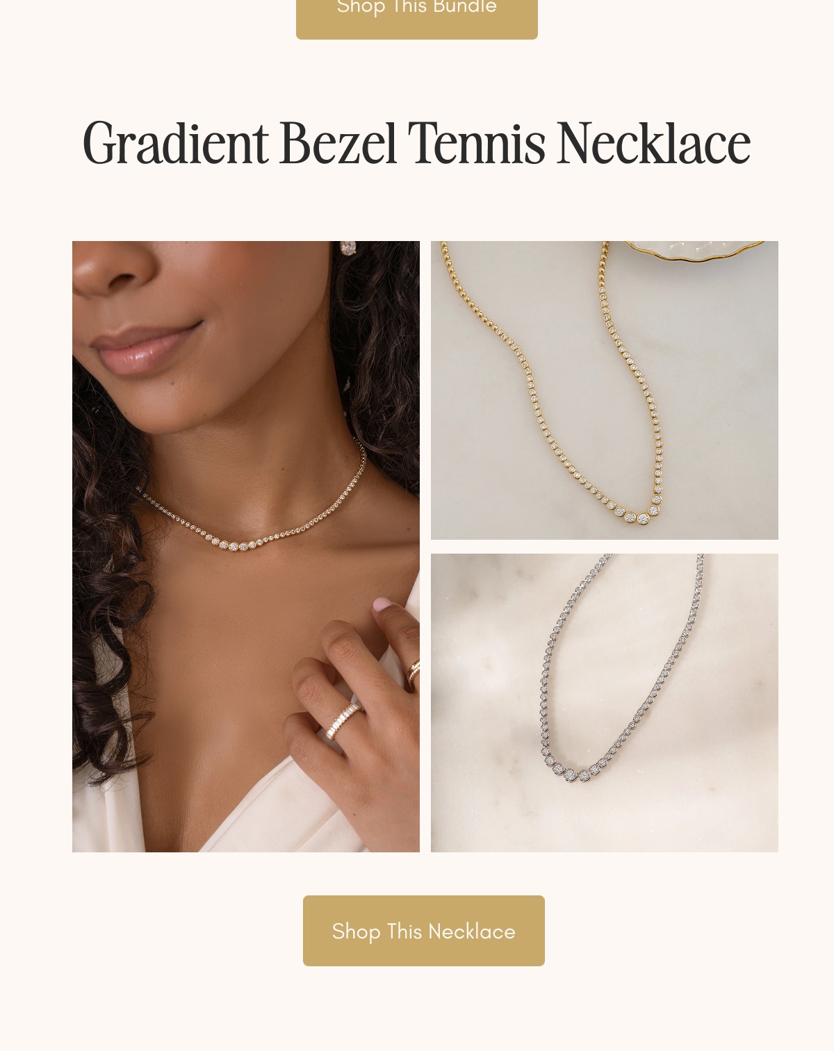 Close-up view of the Gradient Bezel Tennis Necklace.